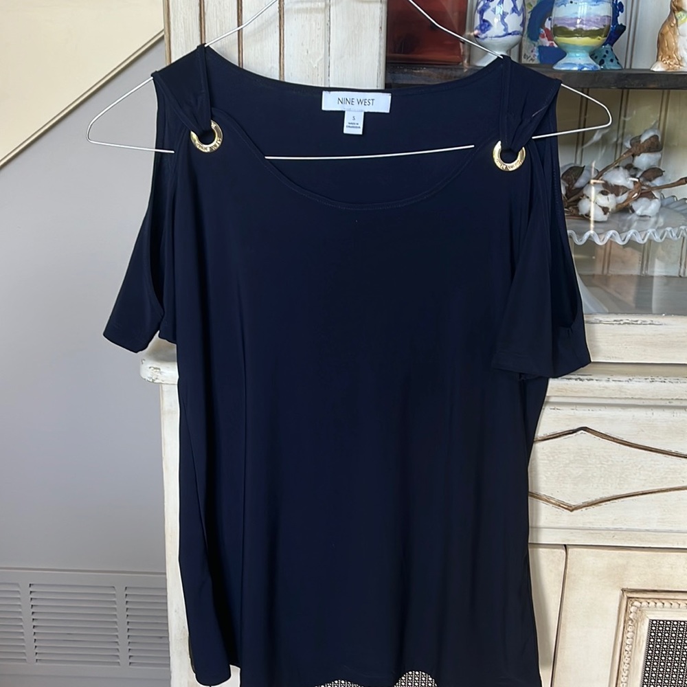 Nine West Blouse Navy Blue